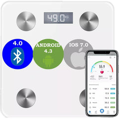 180KG Bathroom Bluetooth Glass Scales BMI Body Fat Monitor Weighing for iOS and Android