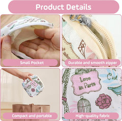 2 Packs Sanitary Pad Storage Bag Zipper Period Bag Sanitary Pads Holder Period Bags for Teenage Girls Small Make Up Bag Napkin Key Coin Purse Portable First Period Bag for School Teen Girls Women