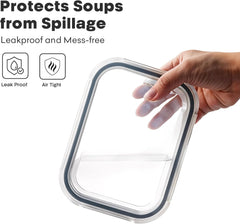 4 Piece Set Rectangular Plastic Food Storage Containers with Locking Lids, Airtight, BPA Free, Leakproof Dish-Washer Safe, Food Grade Material - Stackable Space Saving Design for Kitchen Utensils