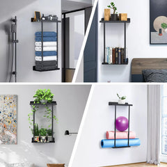 Wall Mounted Towel Rack Bathroom Towel Storage Organizer Metal Shelf Holder