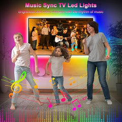 Daymeet LED Backlights, 9.8FT RGB Music Sync Lights for 32-60 Inch TV Behind, Rainbow Color With Remote APP Control USB Strip Lights for Room Xmas Decor