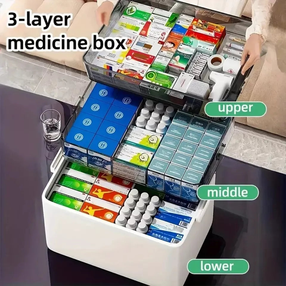 3 Layer Family Medicine Storage Box,Thickened Extra Large Medicine Storage Box