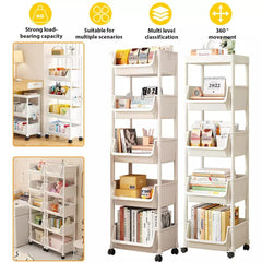 White Storage Trolley Cart On Wheels Kitchen Rolling Organizer Rack Room 5 Tiers - Portable Rolling Organizer Rack for Home