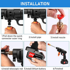 Portable Cordless Car High Pressure Washer Jet Water Wash Cleaner Gun +2 Battery