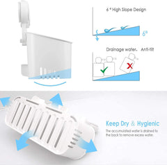 Vacuum Shower Caddy Suction Cup No-Drilling Removable Waterproof Bathroom Wall Shelf Shower Basket Storage Organizer for Shampoo Conditioner Razors Soap - White Installation Smooth