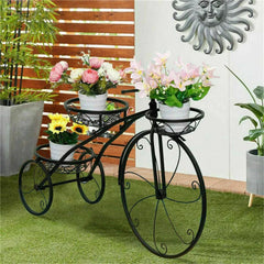 Wisfor 3 Tiers Bicycle Plant Stand Wrought Iron Planter Garden Flower Pot Basket