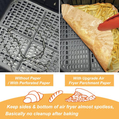 Air Fryer Parchment Paper Liner, 50PCS Square Air Fryer Liners Disposable, Greaseproof Paper, Compatible with COSORI, Ninja, Tefal, Russell Hobbs Fryers (Unbleached)