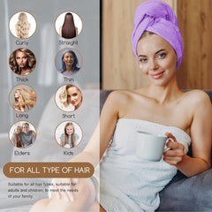 3 Pack Microfibre Hair Towel Wrap with Button for Women and Girls - Super Quick Absorbent and Anti-Frizz Fast Dry Hair Caps Twist Turban
