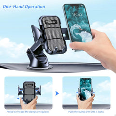 Car Phone Holder, Adjustable Car Phone Mount Cradle 360° Rotation - 4 in 1 Super Stable for Dashboard/Windscreen/Air Vent, One Button Release for All 4.7 to 6.7 inch Smartphones