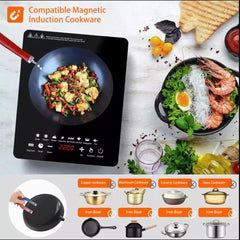 2200W Electric Induction Hob Portable Digital Touch Single Cooker Hot Plate Tool for Home Kitchen