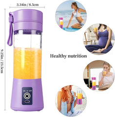 Portable Blender, Personal Juicer Cup, 380ml Handheld Fruit Mixer Machine USB Rechargeable with 6 Power Blades Travel Blender for Smoothies and Shakes (Light Purple)