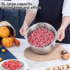 Meat Grinders, 5L 500W Meat Mincer Electric Food Chopper Meat Blenders Meat Grinder Food Chopper Food Grinder Stainless Steel Bowl Chopper for Meat Vegetables Fruits and Nuts（Blue)