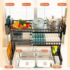 Space Saving Over The Sink Dish Drying Rack 2 Tier Adjustable Dish Drainer Large