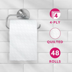 Toilet Roll, 4-ply Quilted, Supremely Soft, 48 Rolls (4 Packs of 12), 160 Sheets per Roll, FSC Certified