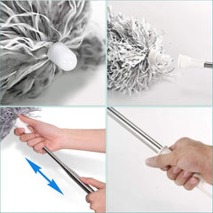 Extendable Microfiber Duster Duster with 108" Telescoping Extension Pole No Scratch to Ceiling Washable Hand Duster for Cleaning High Ceiling Fans Blinds Cobweb Cars