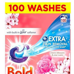 Bold Platinum Pods, Laundry Detergent, Washing Liquid Pods/Capsules, 100 Washes - Cherry Blossom & Rose Water - Extra Stain Removal Even In a Cold Wash Household