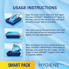 CATSAN - Hygiene Plus Non-Clumping Adult Cat Litter and Kitten Litter - With Liner - 2 x 4L Bag - Smart Pack x 2 Inlays