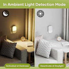 Night Light Plug in Wall with Dusk to Dawn Photocell Sensor, 5 Brightness Levels, ON/Off/AUTO Lighting Mode, 3000K Warm White Night Light for Hallways, Stairs, Bedrooms, Kitchen, 0.3W, 1 Pack