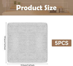 5-Piece Multipurpose Dishwashing Cloths, Miracle Cleaning Rags for Wet & Dry Dish, Non-Scratch Kitchen Cleaning Towels