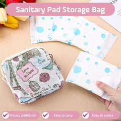 2 Packs Sanitary Pad Storage Bag Zipper Period Bag Sanitary Pads Holder Period Bags for Teenage Girls Small Make Up Bag Napkin Key Coin Purse Portable First Period Bag for School Teen Girls Women