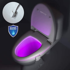 8 Colour Changing RGB Toilet Bowl LED Light - Automatic Glow in Dark/Night time Motion Sensor, All Types of Toilets, Style, Décor, Prevent Accidents, 3 x AAA Powered, Energy [Energy Class A]