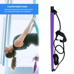 Pilates Bar with Resistance Band - Adjustable Exercise Stick Home Gym UK STOCK