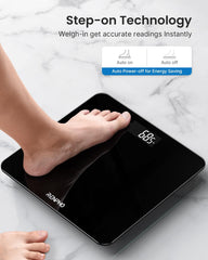 Digital Bathroom Scales with High Precision Sensors for Accurate Body Weight Measurement, LED Display, Black - Healthcare