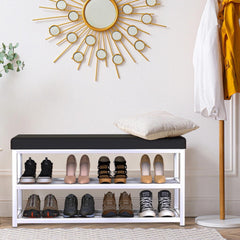 Shoe Bench Shoe Storage Rack Cabinet Organiser with Cushion Padded Seat Eivbbtil