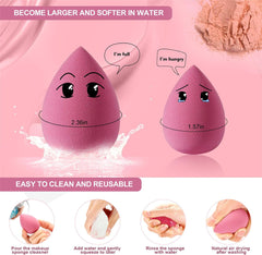 4 Pack Beauty Blender Foundation Sponges Set 4 Color, Latex Free with 1 Sponge Holder Case for Liquid Foundation Powder Sunscreen and Cream