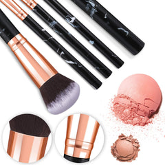10Pcs Marble Makeup Brush Set for Foundation, Powder, Blush, and Eyeshadow - Cosmetic