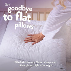 lumberdown Hotel Quality Pillows 4 Pack - Bouncy Firm Support Side Sleeper Pillow for Neck, Back & Shoulder Pain Relief - Comfy, Soft Touch Quilted Cover, Hypoallergenic, Made in the UK (48 x 74cm)