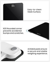 Digital Bathroom Scales with High Precision Sensors for Accurate Body Weight Measurement, LED Display, Black - Healthcare