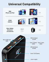 Power Bank 20000mAh, PD3.0 QC4.0 22.5W Fast Charging PD20W USB C PowerBank Portable Charger With LCD Display 3 Outputs & 2 Inputs For Smartphones and Camping (black2)