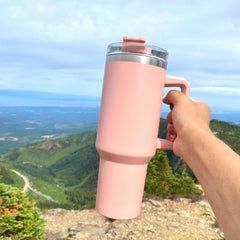 40 oz Tumbler with Handle and Straw Lid, Stainless Steel Vacuum Insulated Travel Coffee Mug Cup, Double Wall Metal Water Bottle Keeps Maintains Cold Heat and Ice for Hours,1182ml