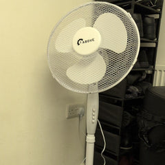 Generic 16 OSCILLATING PEDESTAL AIR COOLING ELECTRIC FAN EXTENDABLE ADJUSTABLE STAND, White