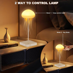 Jellyfish Lamp, Voice Control Jellyfish Lamp with Dancing Legs, RGB Gradient Jellyfish Bedside Lamp, Rechargeable Jellyfish Table Lamp with Touch Sensor, Christmas Gifts (Hanging + Base) [Energy Class A]
