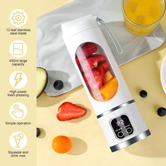 Portable USB Rechargeable Juicer Cup Electric Mixer Blender Smoothie Maker 450ml - Household Kitchen Appliance
