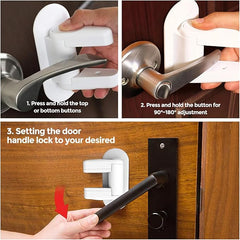 2 Pack Door Lever Safety Lock, Door Handle Locks for Child-Proof & Pet-Proof, Baby Door Safety Set Without Drilling, Heavy-Duty 3M Adhesive Tape, No Tools Required