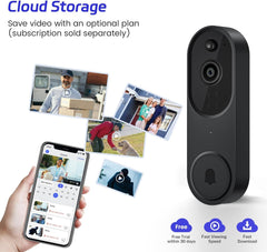 1080p Wireless Video Doorbell with Indoor Chime, AI Human Detection, 2-Way Audio, Night Vision, AES-128 Cloud Storage - Smart Home Protection