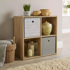 Storage Cube 4 Shelf Bookcase Wooden Display Unit Organiser Sonoma Oak Furniture