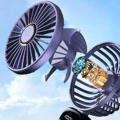 Portable Handheld USB Rechargeable Fan with 5 Speeds and LED Display for Home Office Bedroom Outdoor Travel - DarkBlue