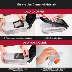 Vegetable Chopper Cutter Mandoline Slicer Cheese Grater - Food Onion Salad Veggie Chopper with Container - French Fry Potato Dicer Slicer Cutter - Kitchen Tools Gadgets (6-in-1 Compact White) Set Stainless