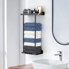 Wall Mounted Towel Rack Bathroom Towel Storage Organizer Metal Shelf Holder
