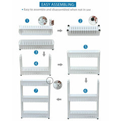 SLIM SLIDE OUT KITCHEN TROLLEY BATHROOM RACK HOLDER STORAGE SHELF ON WHEELS