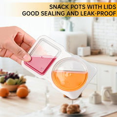 20pcs Reusable Snack Containers with Lids, Double Compartment Snack Pot,for Sauce,Condiment,Salad Dressings, Desserts and Assorted Side Dishes,Ideal for On-The-Go Meals and Parties