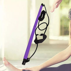 Pilates Bar with Resistance Band - Adjustable Exercise Stick Home Gym UK STOCK