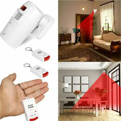 SENSOR MOTION PIR WIRELESS ALARM WITH 2 REMOTE CONTROLS SHED GARAGE HOME CARAVAN