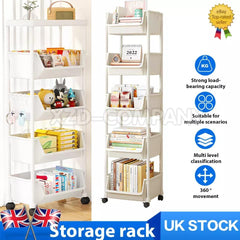 White Storage Trolley Cart On Wheels Kitchen Rolling Organizer Rack Room 5 Tiers - Portable Rolling Organizer Rack for Home