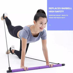 Adjustable Pilates Bar with Resistance Band for Home Gym Workouts