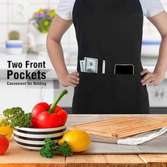 4 Pack Chef Aprons, Apron with 2 Pockets, Waterproof Adjustable Apron for Men, Women, Professional Kitchen Apron for Kitchen, Gardening, Restaurant, Barbecue, Coffee